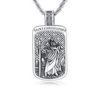 YueYuan Santo Cristoforo, ciondolo in argento sterling 925, medaglia di San Cristoforo patrono, per automobilisti, gioielli religiosi, regali per uomini, per la festa del papà