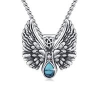 YueYuan Wings, collana in argento sterling 925, turchese, ciondolo vichingo, ali celtiche, gioielli vichinghi, per uomini, regali per la festa del papà, 0,98 x 0,87 Zoll/25 x 22 mm, Argento sterling