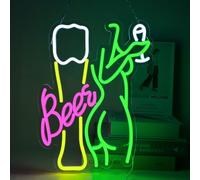 YUEYYNS Beer Insegna al Neon Luce al Neon Birra Insegne Luminose Bar Adatto per Feste al Bar in Camera da Letto con Insegna al Neon Alimentata Tramite USB