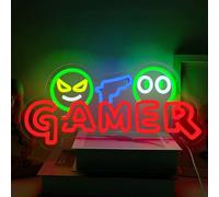 YUEYYNS Gamer Insegne al Neon,luce al neon LED,per giochi, camera da letto,feste,bar,ragazzi regalo Insegna luminosa da parete per giochi alimentata tramite USB con interruttore