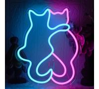 YUEYYNS Gatto Insegna al Neon,Lampada al Neon a Forma di Cuore a Forma di Cat Luce Notturna Decorativa per Stanza, Festa, Bar, Vetrina Alimentata Tramite USB con Interruttore Dimmerabile