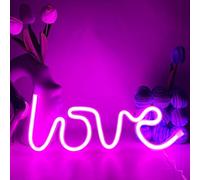 YUEYYNS Insegna al Neon Love,Luce al Neon Amore LED Rosa Love Neon Decorazione di San Valentino Per la Festa del Bar in Camera Alimentato Tramite USB o Batteria Neon Light Sign