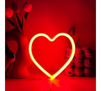 YUEYYNS Luce al Neon Cuore Insegna al Neon Amore LED Rosso Love Neon Decorazione di San Valentino Per la Festa del Bar in Camera Alimentato Tramite USB o Batteria Neon Light Sign