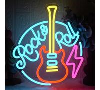 YUEYYNS Rock Roll Insegna al Neon Lampada al Neon Musicale a Forma di Chitarra Luci a LED per Bar, Discoteche, Feste, Sale Giochi e Musica Regali Dimmerabili per Ragazzi e Ragazze