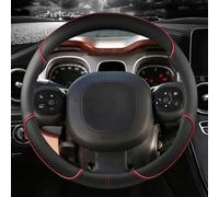 YUEYZHK alla Moda e Squisito Coprivolante per Auto in Pelle Microfibra per Fiat per Panda 2013 2014 2015-2022 Accessori Auto(Red O Shape)