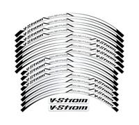 YUEYZHK Bordo a Strisce alla Moda Adesivi Riflettenti per Ruote Moto Motocross Rim Decalcomanie per S&uzuki V-Strom 250 SX Vstrom 1000 1050 XT DL 650(Style 1)