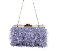 YUEZHAN Pochette Donna Borsa da Sera con Nappe alla Moda da Donna Pochette da Sposa Elegante per Banchetto Ballo di Fine Anno Borsa A Mano Tracolla A Catena Viola