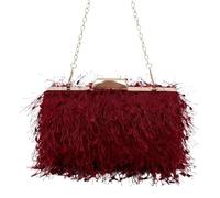 YUEZHAN Pochette Donna Borsa da Sera con Nappe alla Moda da Donna Pochette da Sposa Elegante per Banchetto Ballo di Fine Anno Borsa A Mano Tracolla A Catena Borsa A Tracolla Bordeaux