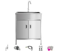 Yuezouikl Lavandino Esterno Inox Professionale,Mobile Lavello da Cucina 1 Vasca con Rubinetto,Lavatoio Commerciale Ristorante con Mobile,per Sala da Pranzo Cucina Lavanderia Garage,80x45x75cm