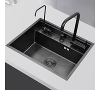 Yuezouikl Lavelli da Cucina Lavello A Scomparsa con Rubinetto Pieghevole Lavello in Acciaio Inox Nero Lavello Multifunzionale da Incasso Mini Lavello A Scomparsa con Coperchio,55CM*45CM*22CM