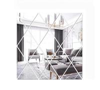 yufana 17 Pièces Muro Specchio Adesivo, Diamante Adesivi a Specchio 3D, Specchio in Acrilico a Forma Di triangoli, Adatto per la Decorazione Della Casa e Della Camera da Letto, Argento, 50 * 50 cm