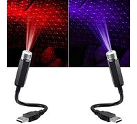 yufana 2 pz Lampada notturna a stella per tetto auto,Proiettore a stella per tetto auto USB regolabile,USB Atmosphere Night Light,per auto soffitto camera da letto(Blu viola e rosso)