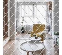 yufana 32 Pièces Muro Specchio Adesivo, Diamante Adesivi a Specchio 3D, Specchio in Acrilico a Forma Di triangoli, Adatto per la Decorazione Della Casa e Della Camera da Letto, Argento, 50 * 100CM