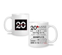 Yufansd 20 Anni Regali Tazza per Compleanno Regalo di Mug per 20° Donne Idea Regalo per Sorella Farello Cugina Amica Regalo di Compleanno Tazza di Ceramica 350 ml (20)