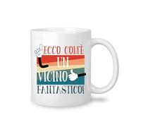 Yufansd Mug Tazza Regalo per uno Vicino 'Ecco Come un Vicino Fantastico' Idea Regali Vicino Compleanno, Regalo Vicino Natale, Grazie Regalo per Vicino Tazza di Ceramica 350 ML (Vicino)