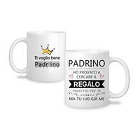 Yufansd Tazza in Ceramica per Padrino - 'Ho Provato A Cercare Il Regalo Perfetto Per Te Ma Tu Hai Gia Me' - Personalizzata 11oz per Battesimo, Fine Anno (Divertente)