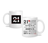Yufansd Tazza per 21° Compleanno Regali per Donna Uomo Idea Regalo per 21Anni Amica Sorella Fratello Cugino Regalo di Compleanno Regali di Mug Tazza di Ceramica 350 ml (21)