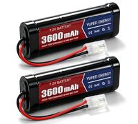 YUFEEI 2 batterie RC NiMH 7.2V 3600mAh Batterie per auto RC compatibili con connettore Tamiya Batteria per telecomando per auto telecomandate Camion Monster Trucks Barca