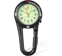 YUFFQOPC Orologio paramedico da tasca con quadrante luminoso a clip, in acciaio inossidabile, impermeabile fino a 30 m, movimento al quarzo, DOC e scopi di arrampicatore, Nero , Militare