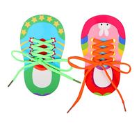 YUFFQOPC Scarpe stringate in legno, legare i lacci per imparare a praticare i lacci per imparare a legare i lacci delle lezioni con lacci, strumento di apprendimento delle abilità motorie, Rosso +