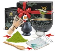 YUGEN MATCHA - Set di 7 fruste Matcha, setaccio, supporto per frusta, cucchiaio, panno da tè e polvere matcha di grado cerimoniale