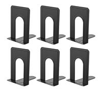 Yugge - Fermalibri in metallo, universali, antiscivolo, resistenti, per scaffali, biblioteche, cucina, casa, scuola, ufficio, 17 x 12 x 11 cm, 3 paia/6 pezzi, colore: nero