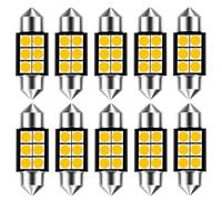 YUGRUPJG 10 pezzi Festoon 31 mm 36 mm 39 mm 41 mm C5W C10W Super Bright 3030 Lampadine LED Luci di cortesia for auto Lampada da lettura for interni auto Bianco caldo 12 V(39mm Warm White)