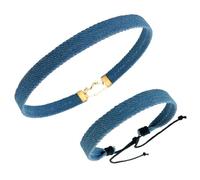 YUGSHNKFC 2 braccialetti con ciondolo a forma di stella, intrecciato a mano, catena a mano, regolabile, in denim, accessorio per coppie, Denim