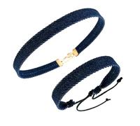YUGSHNKFC 2 braccialetti con ciondolo a forma di stella, intrecciato a mano, catena a mano, regolabile, in denim, accessorio per coppie, Denim