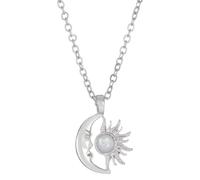 YUGSHNKFC Bellissima collana con ciondolo intarsiato a forma di sole e luna, delicata catena per clavicola alla moda, ornamento per il collo del sole e della luna