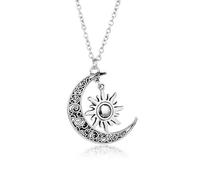 YUGSHNKFC Bellissima collana con ciondolo intarsiato a forma di sole e luna, delicata catena per clavicola alla moda, ornamento per il collo del sole e della luna