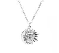 YUGSHNKFC Bellissima collana con ciondolo intarsiato a forma di sole e luna, delicata catena per clavicola alla moda, ornamento per il collo del sole e della luna