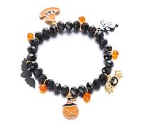 YUGSHNKFC Bracciale con Ciondolo in Lega Gioielli da Polso per Feste Halloween Braccialetto Perline Ciondolo A Forma Pipistrello Zucca Accessori Costumi Accessori