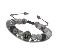 YUGSHNKFC Bracciale con perline e caschi da cavaliere romano, unisex, alla moda, con zirconi, adatto per ogni occasione, Zircone, come descritto