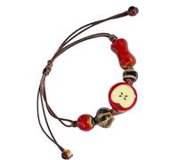 YUGSHNKFC Braccialetto artistico in ceramica con ciondoli a forma di frutta, braccialetto intrecciato a mano, regalo per giovani trendsetter e amanti dell'arte, Ceramica, come descritto