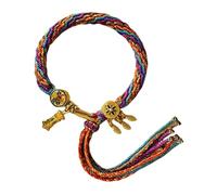 YUGSHNKFC Braccialetto tibetano intrecciato fatto a mano, da donna, con motivi colorati di reincarnazione e design unici, Cotone, come descritto