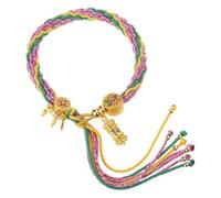 YUGSHNKFC Braccialetto tibetano intrecciato fatto a mano, da donna, con motivi colorati di reincarnazione e design unici, Cotone, come descritto