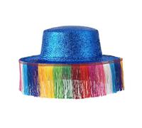YUGSHNKFC Cappelli accattivanti con frangia color arcobaleno carnevale festa di ruolo Sunproof cappello Fedora a tesa larga