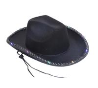 YUGSHNKFC Cappelli Panama lampeggianti a LED a tesa larga cappello da club incandescente per adulti spettacoli teatrali cappello festa a tema raccolta copricapo tutto Ag