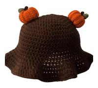 YUGSHNKFC Cappello a secchiello di zucca all'uncinetto per Halloween all'uncinetto zucca pescatore per adulti adolescenti cappelli a maglia floppy delicati sulla pelle per le donne autunno per le
