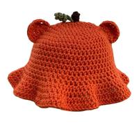 YUGSHNKFC Cappello a secchiello di zucca all'uncinetto per Halloween all'uncinetto zucca pescatore per adulti adolescenti cappelli a maglia floppy delicati sulla pelle per le donne autunno per le