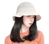 YUGSHNKFC Cappello da pescatore casual con parrucchino, extension per capelli a coda di cavallo, per cosplay, streetwear, cappello da sole, accessori per foto
