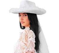 YUGSHNKFC Cappello da sposa bianco con corda regolabile Fedora occidentale cappello per servizi fotografici