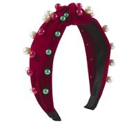 YUGSHNKFC Cerchietto natalizio con nodo di colore abbinato con perle impreziosite da yoga, sport, fascia natalizia per donna