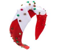 YUGSHNKFC Cerchietto natalizio con nodo di colore abbinato con perle impreziosite da yoga, sport, fascia natalizia per donna