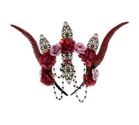 YUGSHNKFC Cerchietto per capelli con corno del diavolo serie scura fascia per capelli con frange copricapo per feste a tema fascia per capelli musica festival