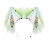 YUGSHNKFC Cerchietto per capelli con orecchie di gatto, stile vintage, etnico, nappe, con ciondolo, fascia in peluche, accessorio per cosplay, feste in costume, giochi di ruolo
