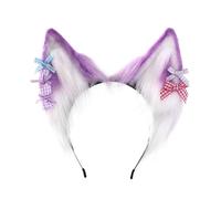 YUGSHNKFC Cerchietto per capelli con orecchie pelose da donna con papillon in peluche LolitaStyle Cosplay fascia per feste costume Halloween copricapo