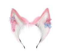 YUGSHNKFC Cerchietto per capelli con orecchie pelose da donna con papillon in peluche LolitaStyle Cosplay fascia per feste costume Halloween copricapo