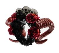 YUGSHNKFC Cerchietto per capelli in corno antilope in pizzo con teschio e fiore, per feste, spettacoli, per adulti, cosplay, carnevale, cerchietto